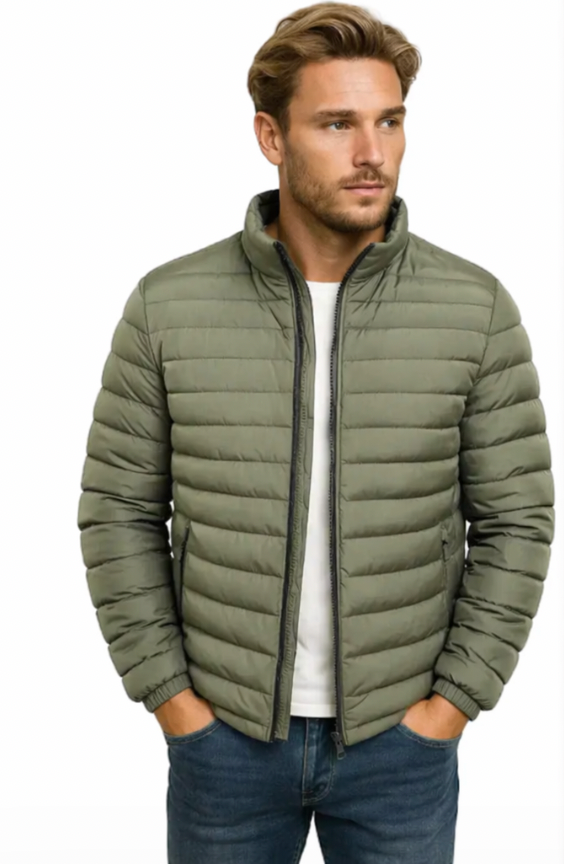 Herren Steppjacke mit Stehkragen und Reißverschluss