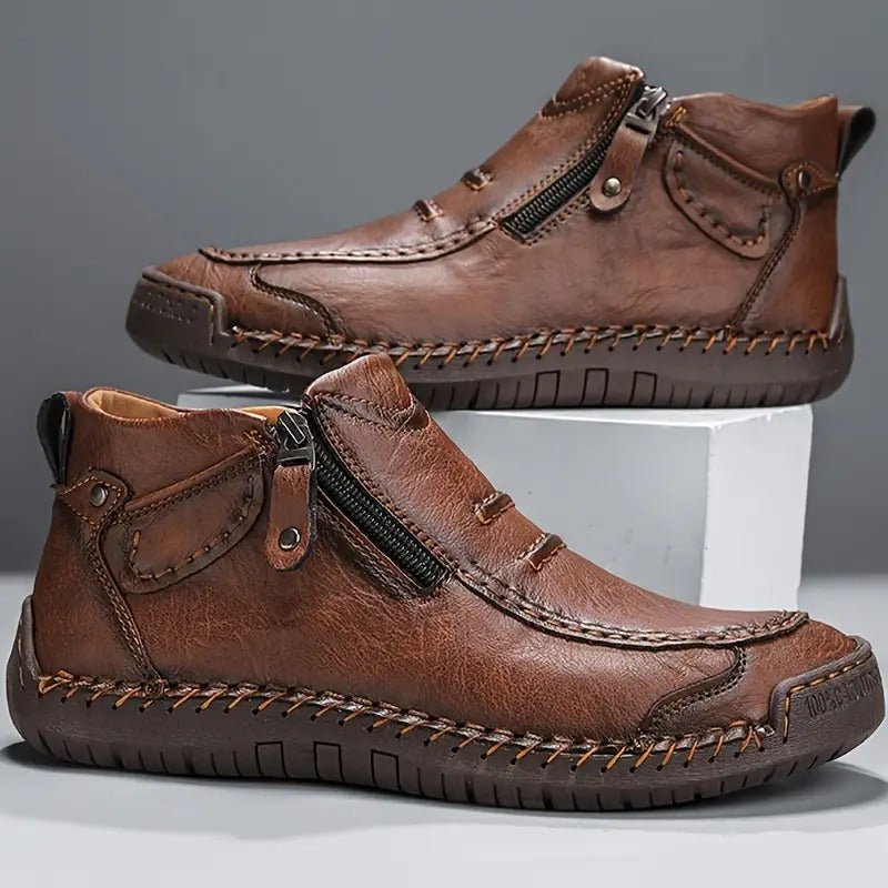Herren Stiefeletten Lederoptik mit Reißverschluss