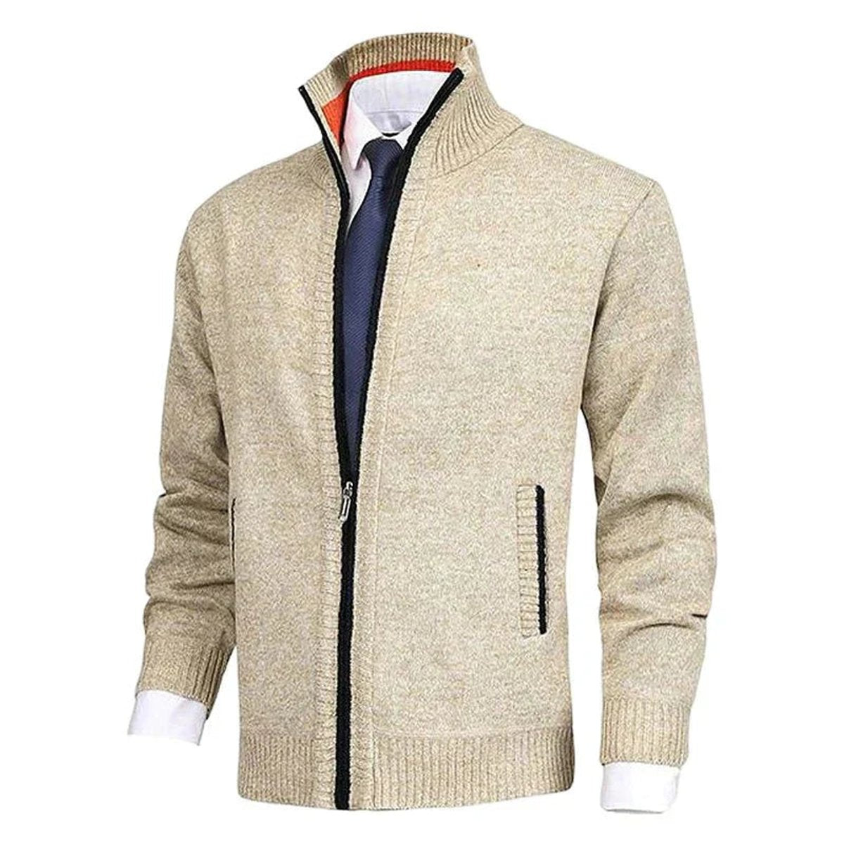 Niklas | Herren Strickjacke Reißverschluss Stehkragen Mens Cardigan
