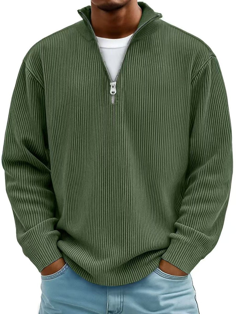 Fabian | Herren Strickpullover Halbzip Gerippter Langarm Sweater