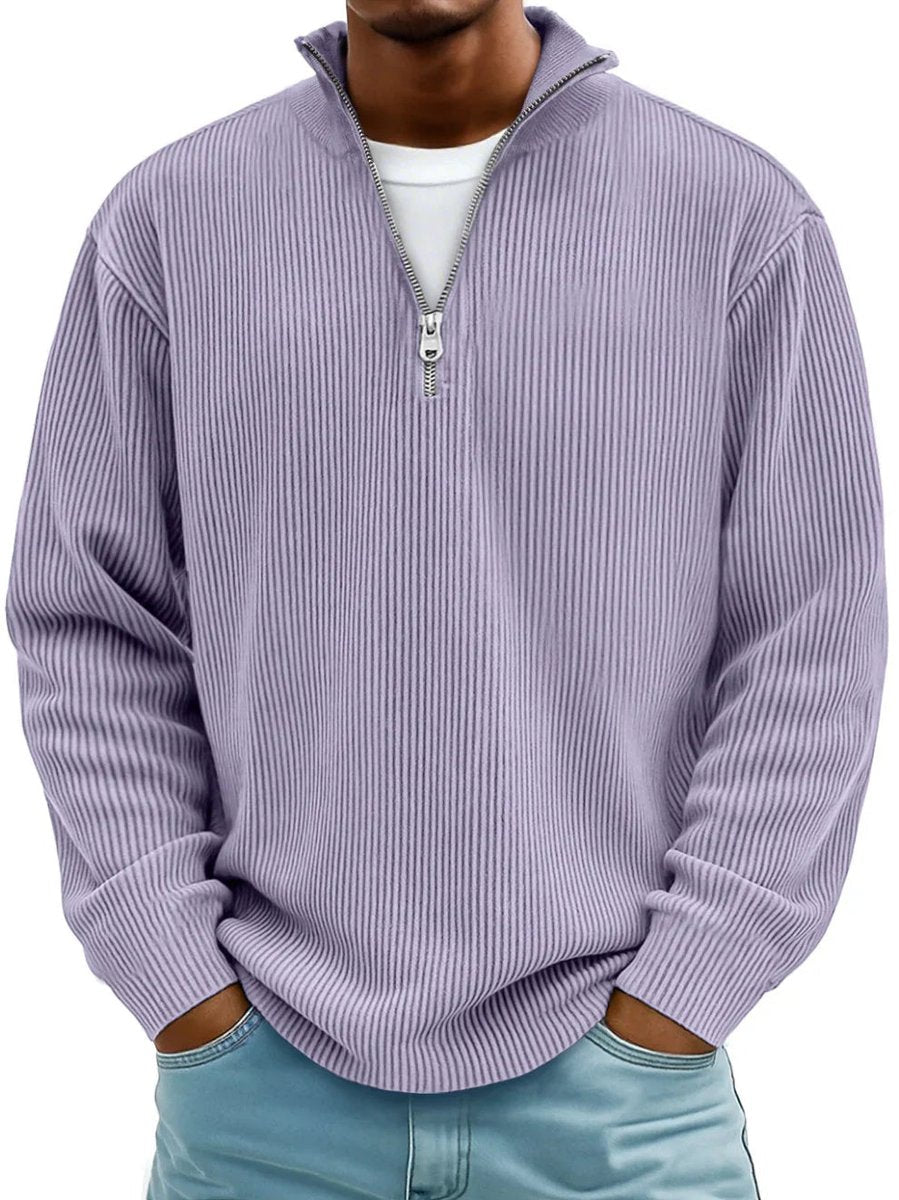 Fabian | Herren Strickpullover Halbzip Gerippter Langarm Sweater