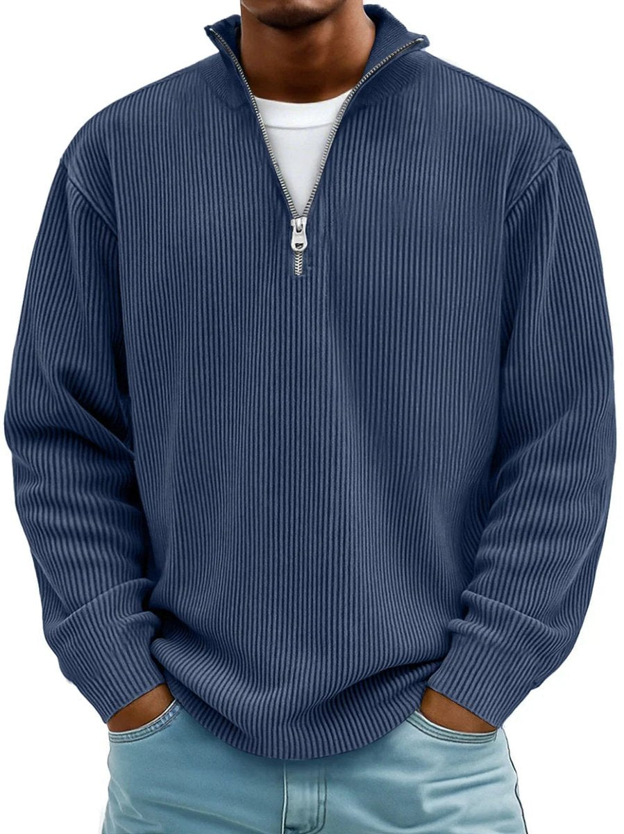 Fabian | Herren Strickpullover Halbzip Gerippter Langarm Sweater