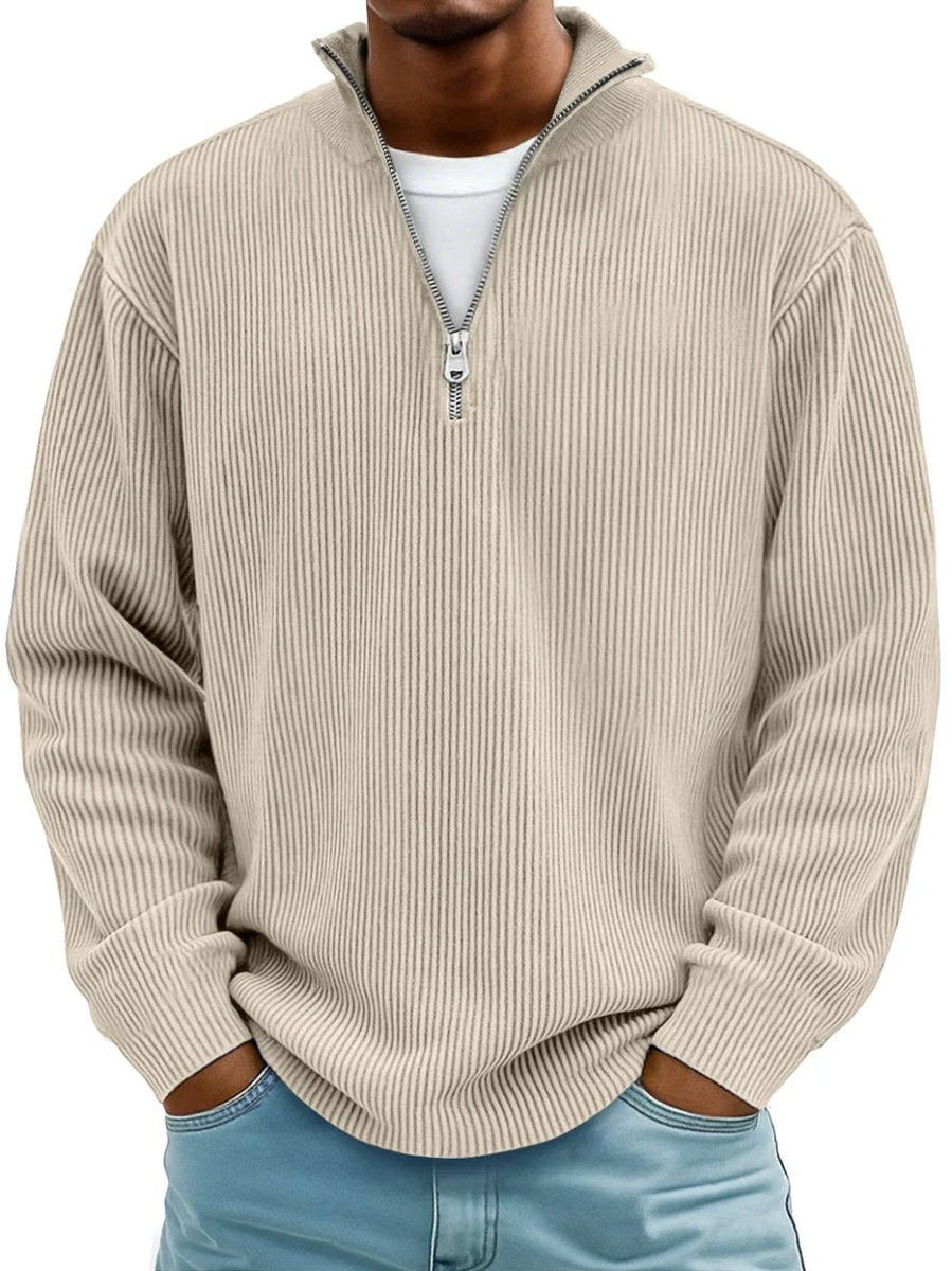 Fabian | Herren Strickpullover Halbzip Gerippter Langarm Sweater