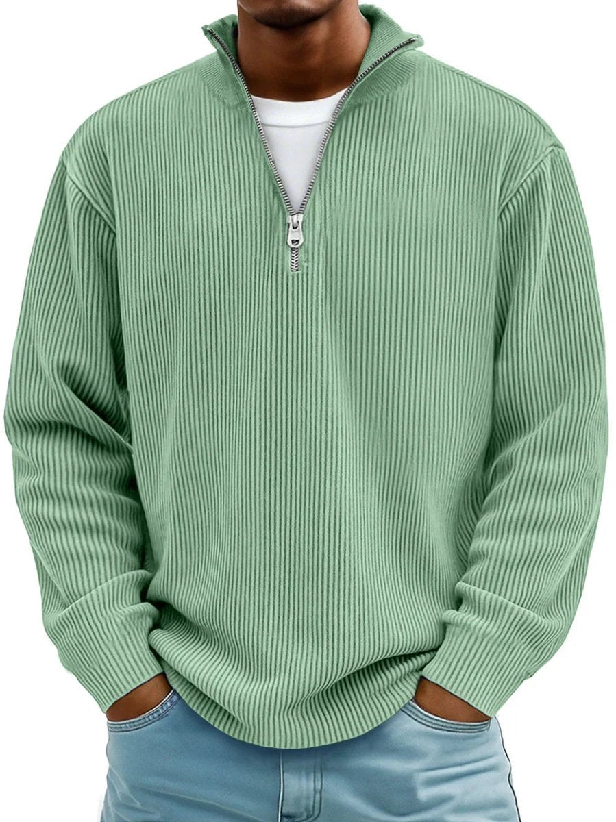 Fabian | Herren Strickpullover Halbzip Gerippter Langarm Sweater