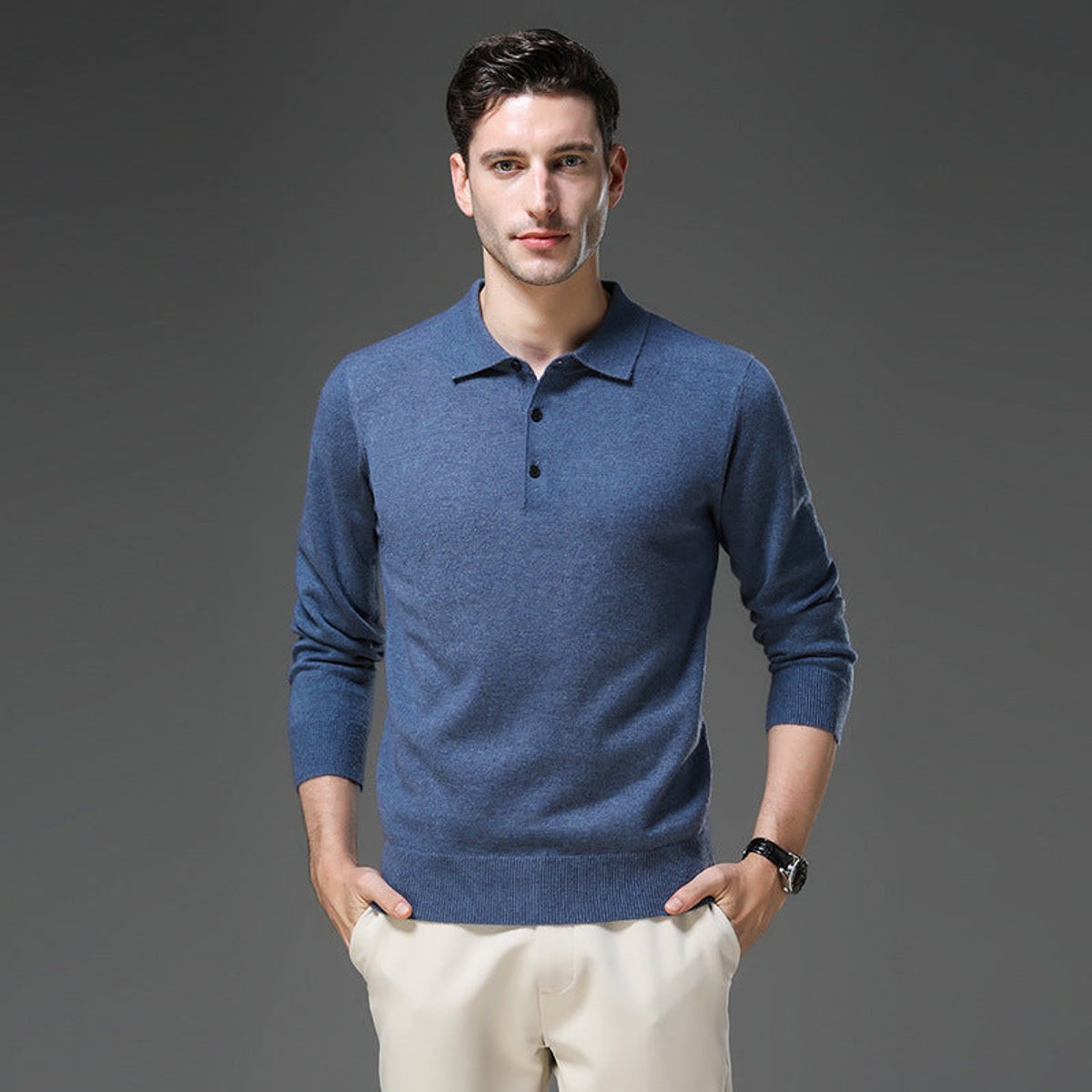 Felix | Herren Strickpullover Kaschmir Polo Business Pullover Langarm