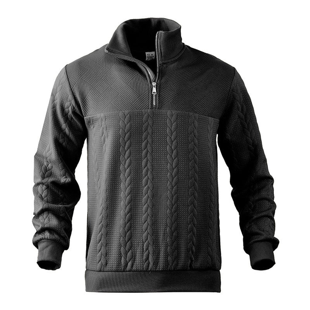 Lukas | Herren Strickpullover Zopfmuster Viertelreißverschluss Pullover