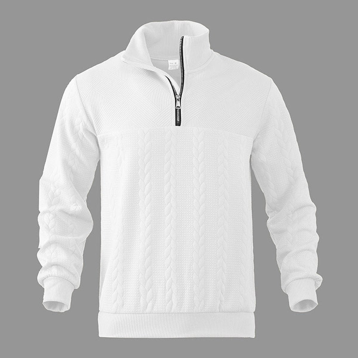 Lukas | Herren Strickpullover Zopfmuster Viertelreißverschluss Pullover