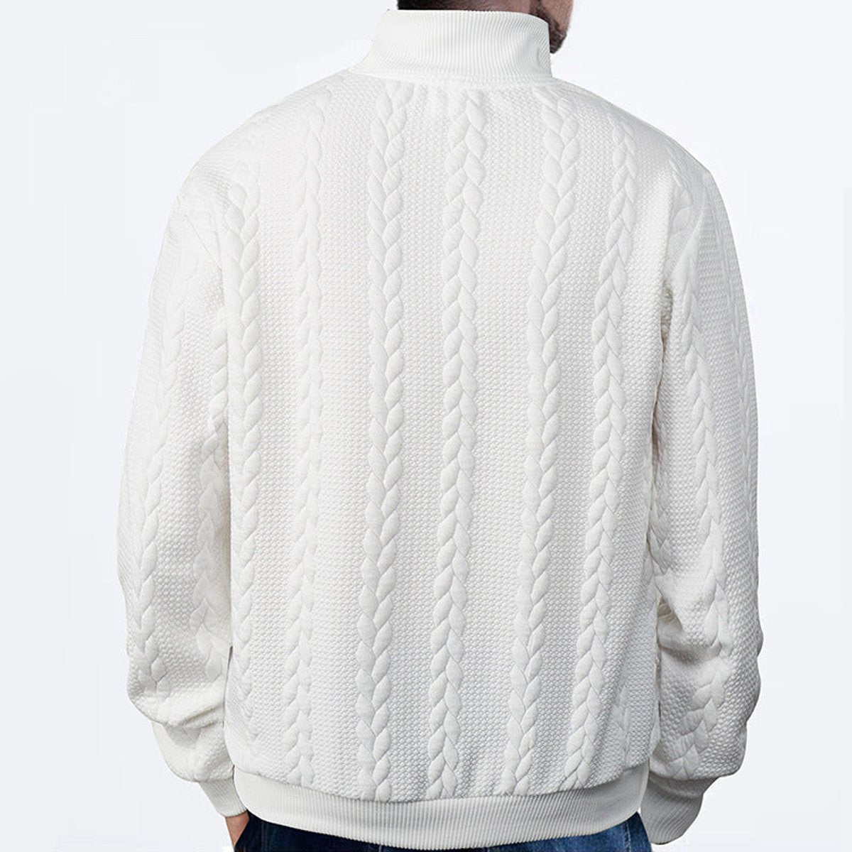Lukas | Herren Strickpullover Zopfmuster Viertelreißverschluss Pullover