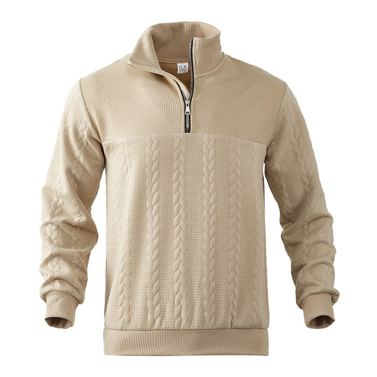 Lukas | Herren Strickpullover Zopfmuster Viertelreißverschluss Pullover