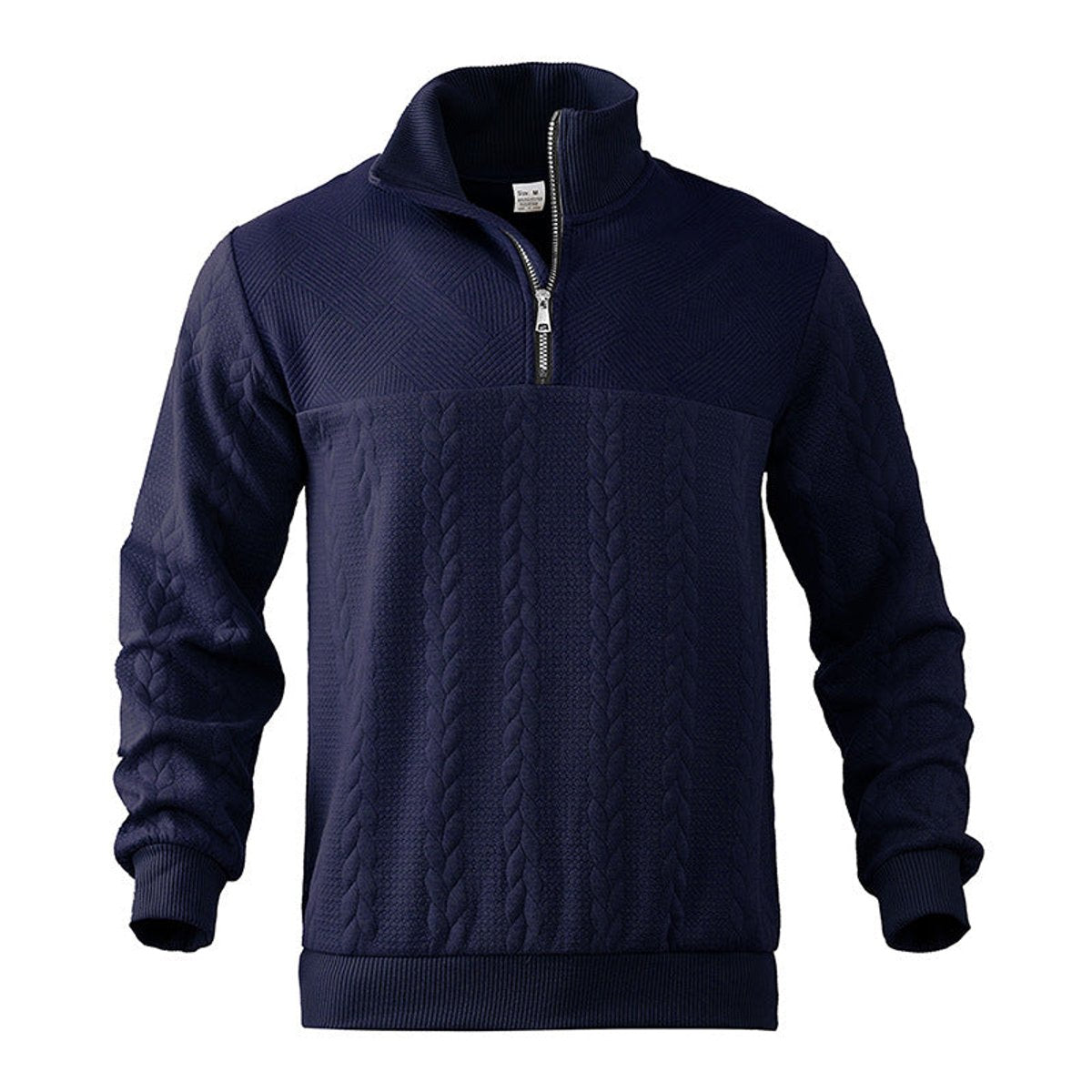 Lukas | Herren Strickpullover Zopfmuster Viertelreißverschluss Pullover