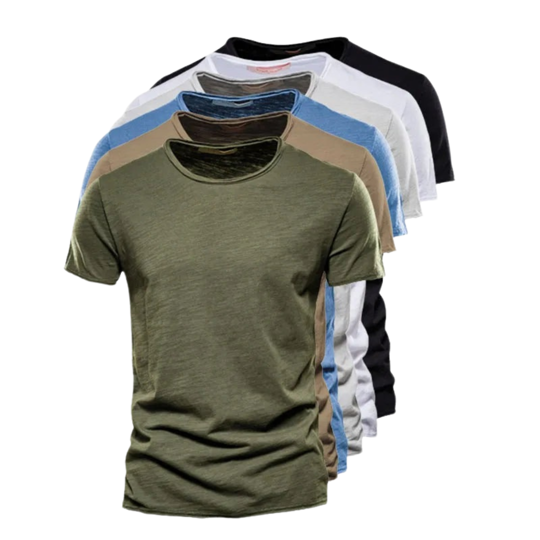 Herren-T-Shirt mit Rundhalsausschnitt und Flammgarn-Struktur