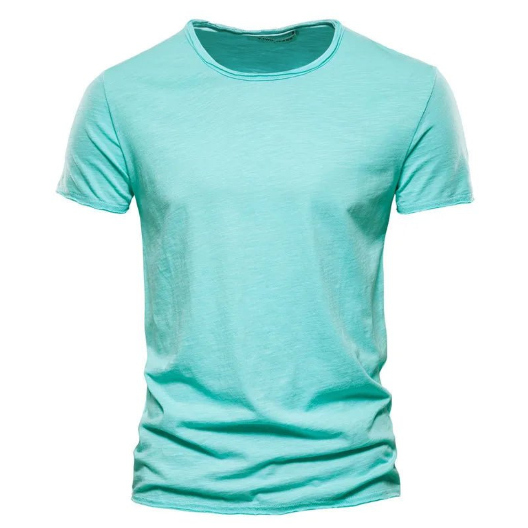 Herren-T-Shirt mit Rundhalsausschnitt und Flammgarn-Struktur