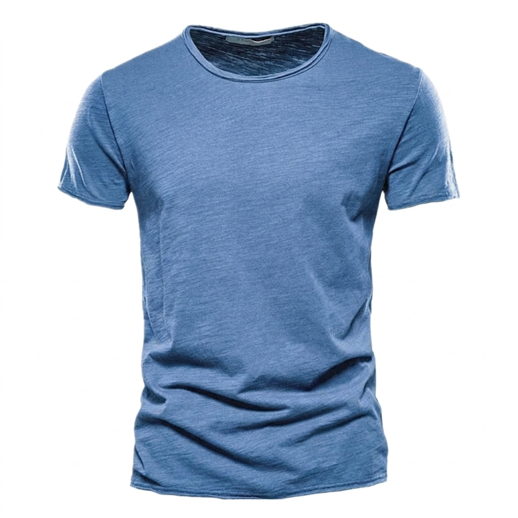 Herren-T-Shirt mit Rundhalsausschnitt und Flammgarn-Struktur