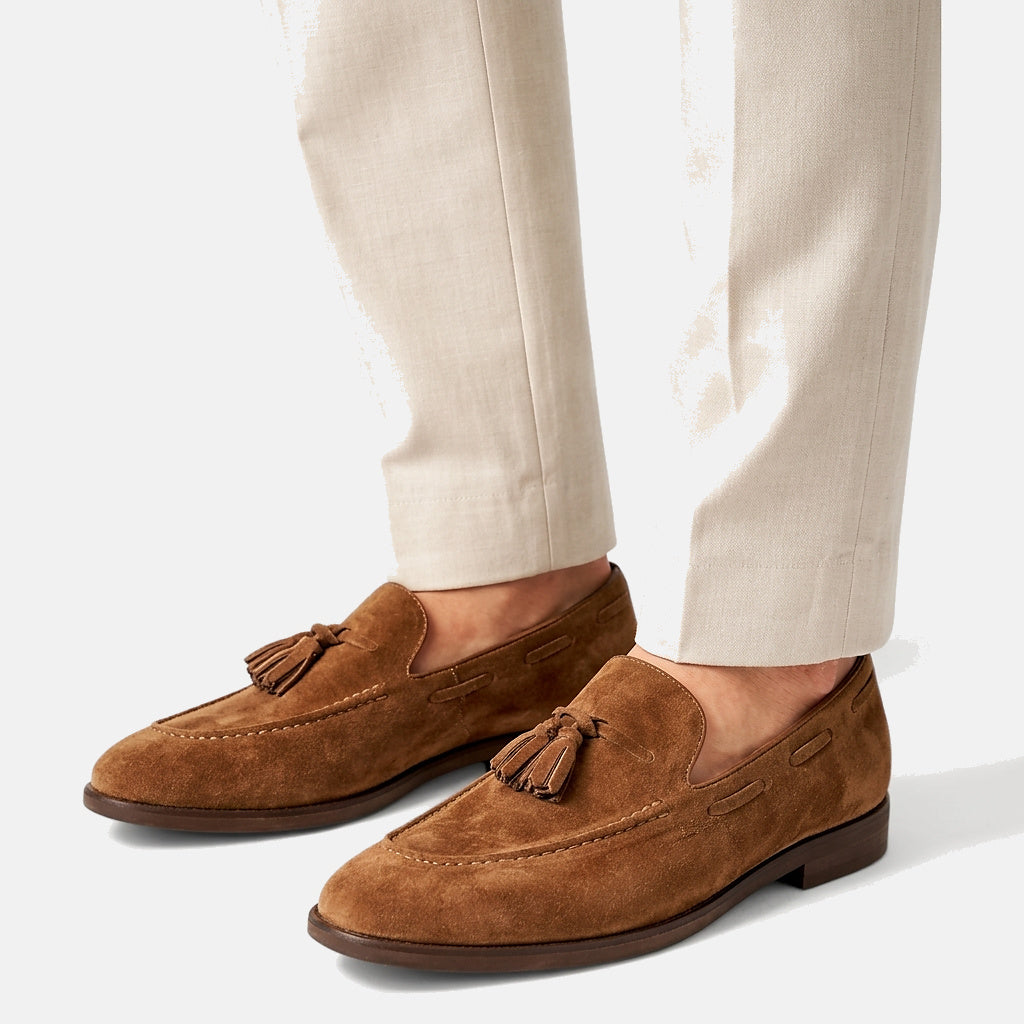 Herren Tassel-Loafer mit Velours-Optik und Mokassin-Naht
