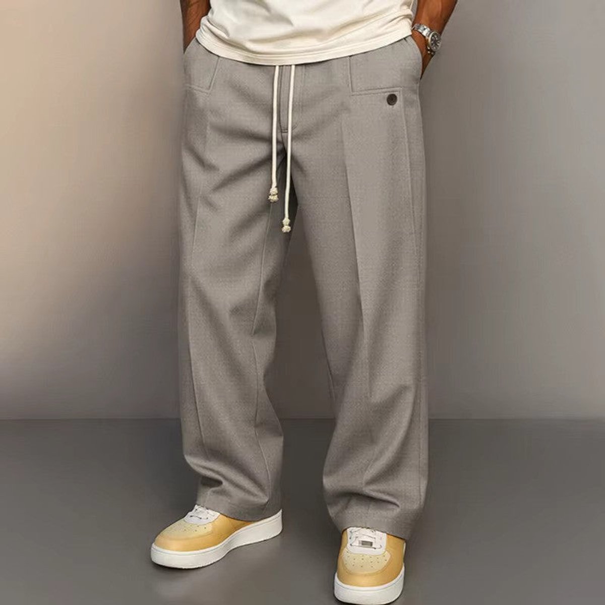 Leon | Herren Weite Komfort-Hose Kordelzug Moderne Freizeithose