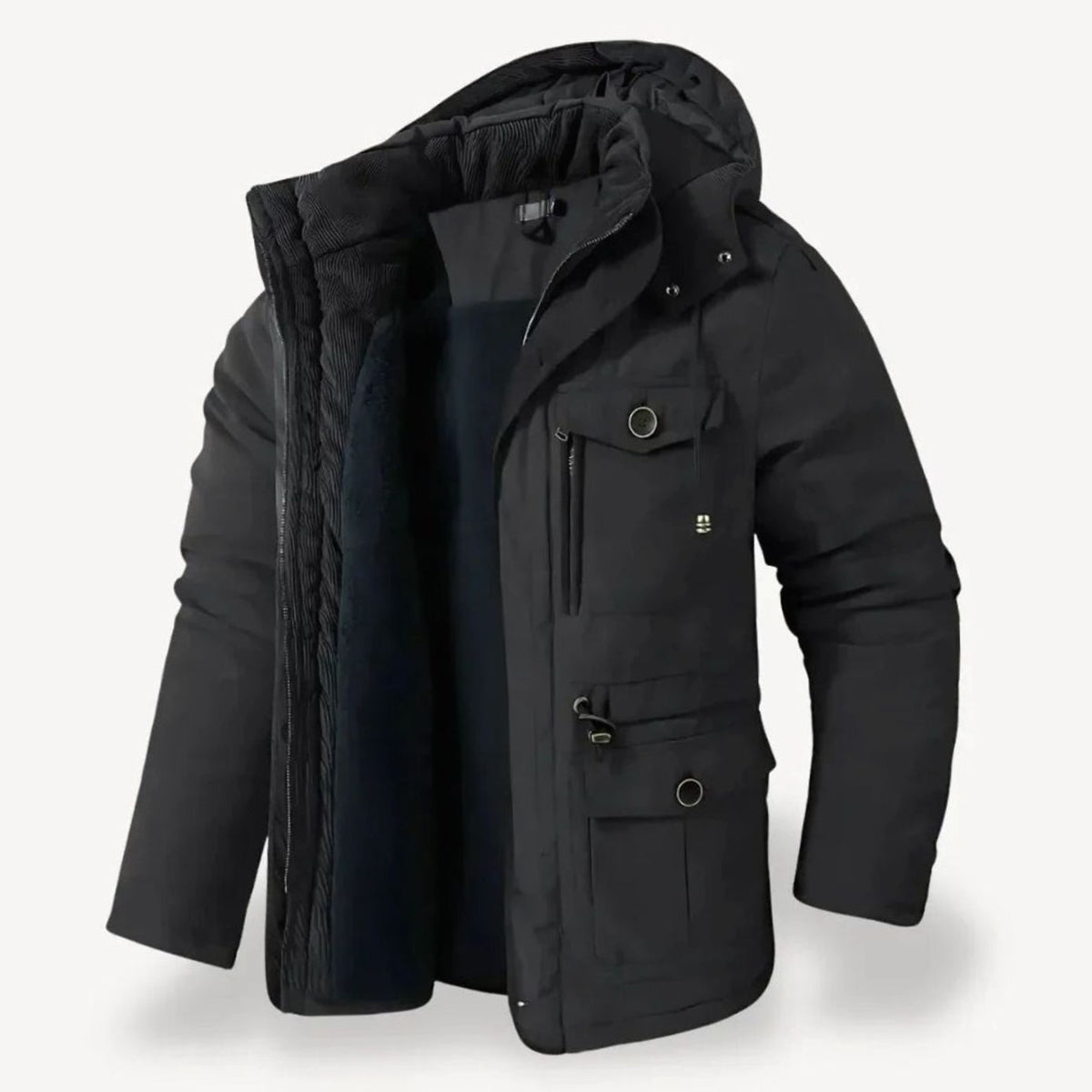 Alexander | Herren Winterjacke mit Fleece-Futter robuste Outdoorjacke mit Kapuze