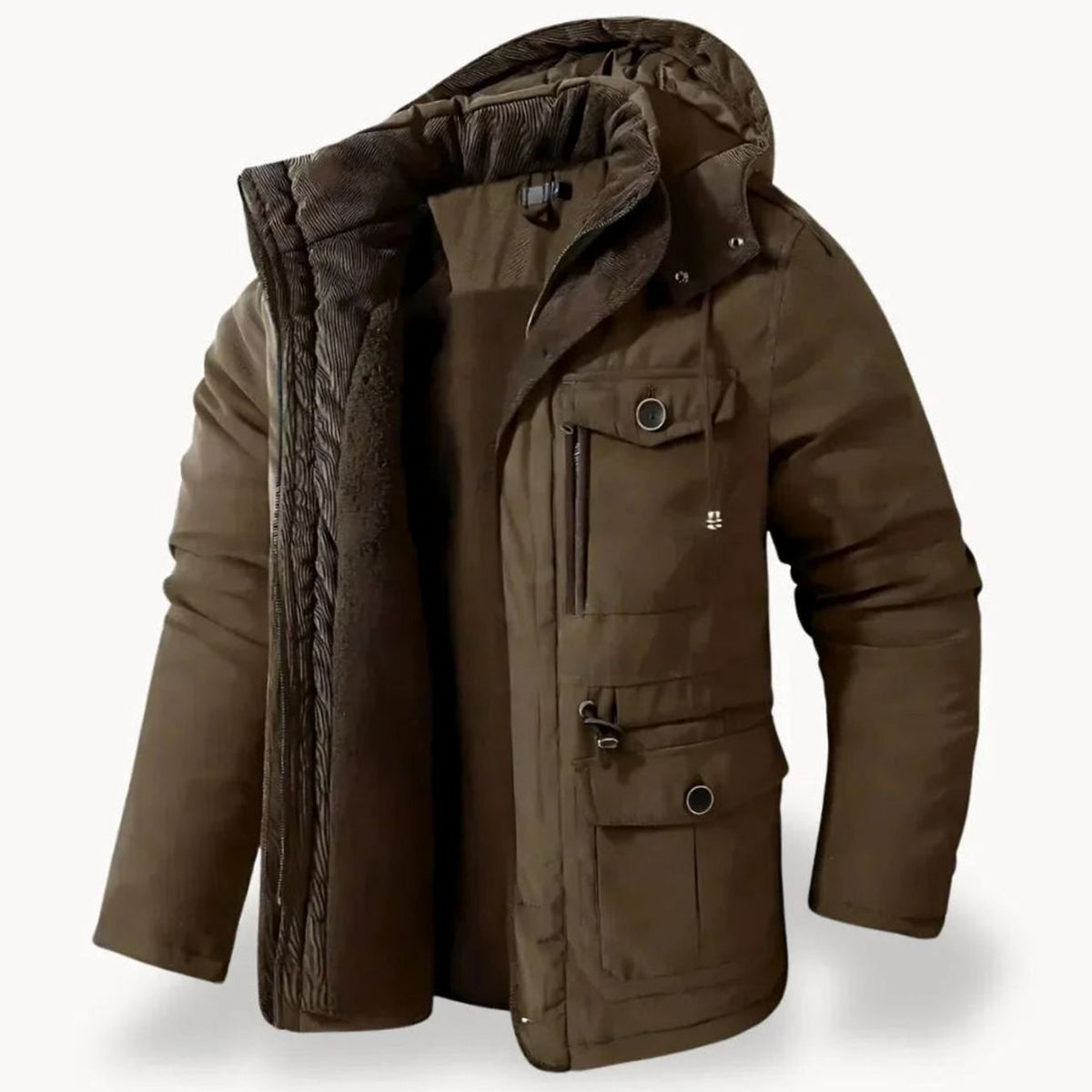 Alexander | Herren Winterjacke mit Fleece-Futter robuste Outdoorjacke mit Kapuze