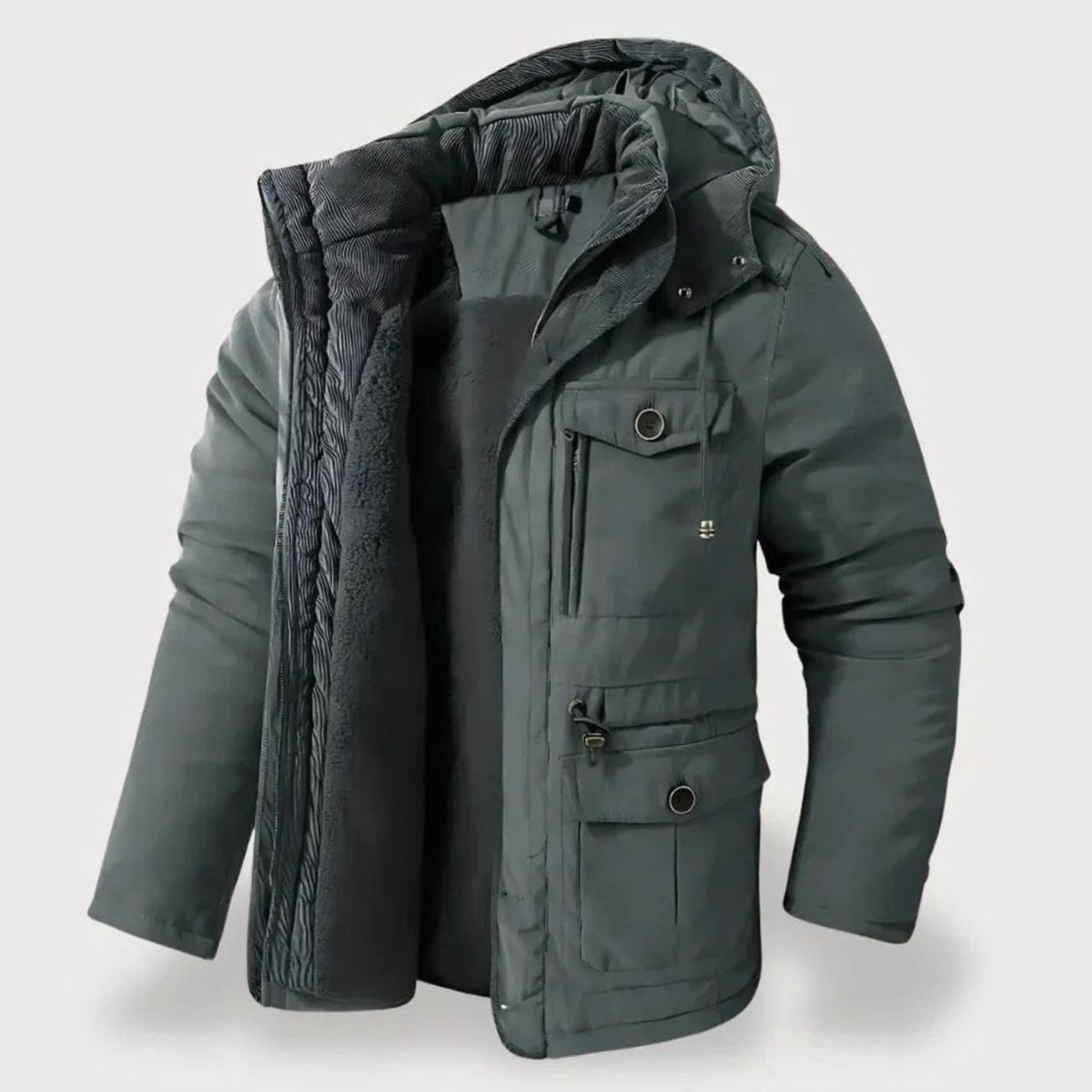 Alexander | Herren Winterjacke mit Fleece-Futter robuste Outdoorjacke mit Kapuze