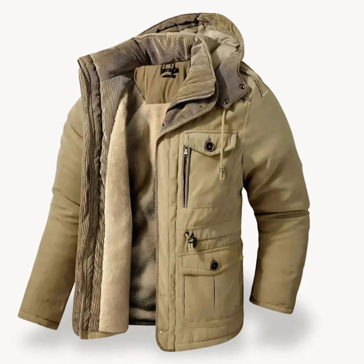 Alexander | Herren Winterjacke mit Fleece-Futter robuste Outdoorjacke mit Kapuze