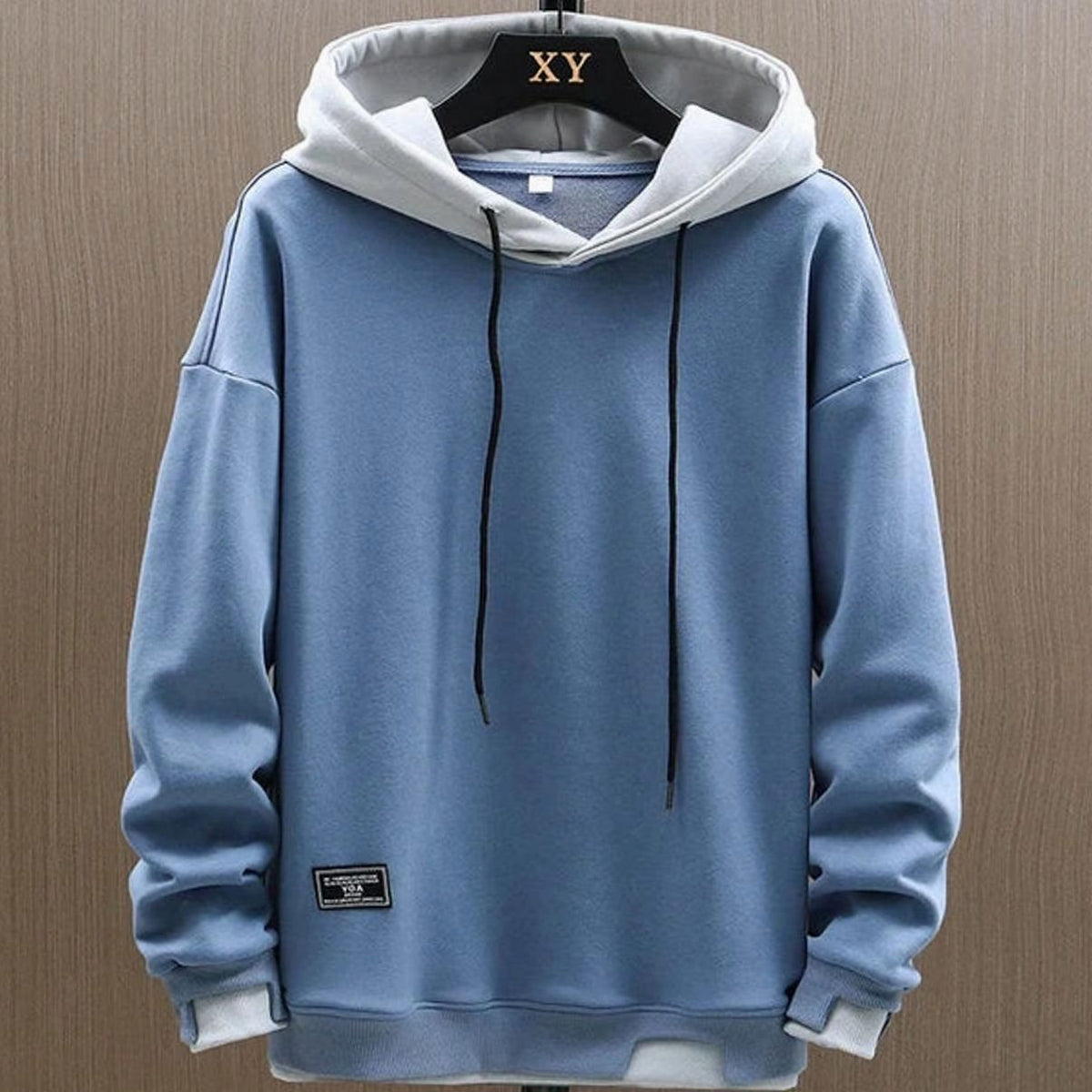 Niklas | Herren Zweifarbiger Locker Geschnittener Pullover Hoodie mit Kapuze