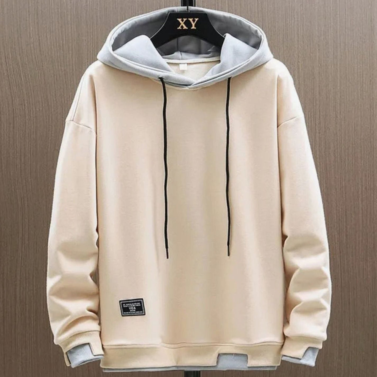 Niklas | Herren Zweifarbiger Locker Geschnittener Pullover Hoodie mit Kapuze
