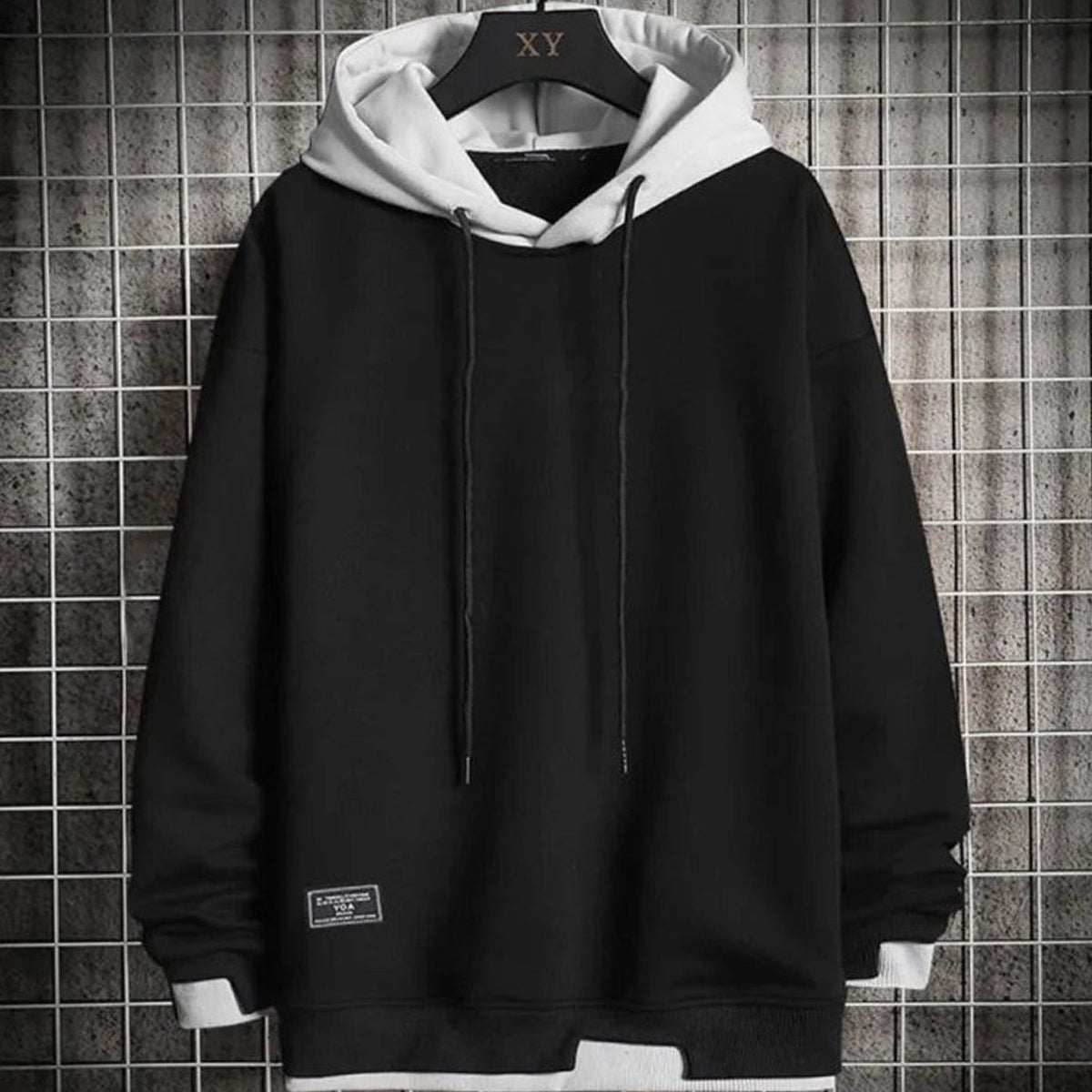 Niklas | Herren Zweifarbiger Locker Geschnittener Pullover Hoodie mit Kapuze