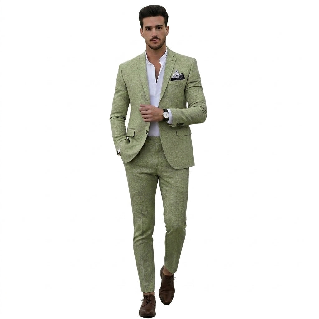 Herren-Zweiteiler mit strukturiertem Blazer und schmal geschnittener Hose