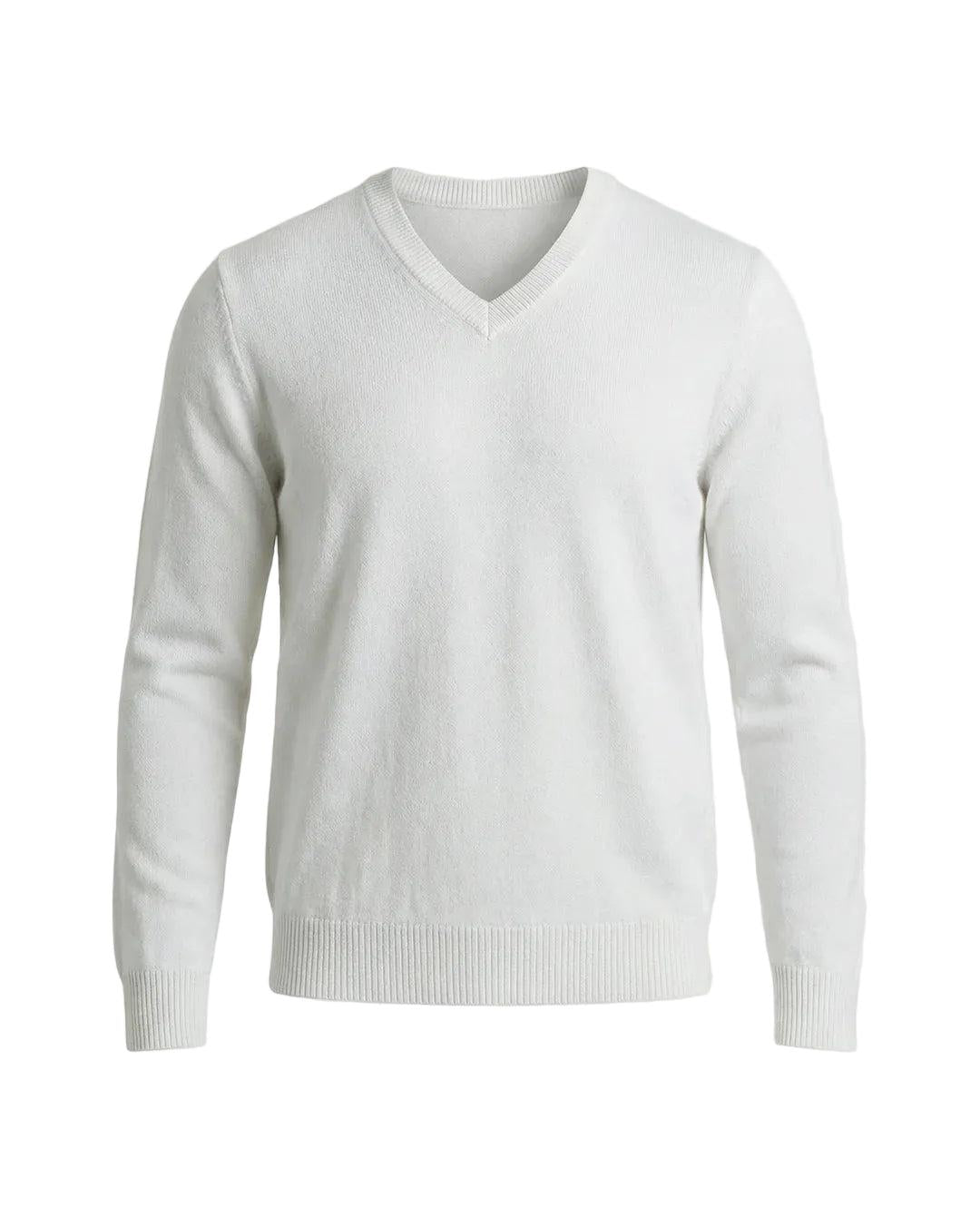 Herrenpullover mit langen Ärmeln, V-Ausschnitt und gerader Form