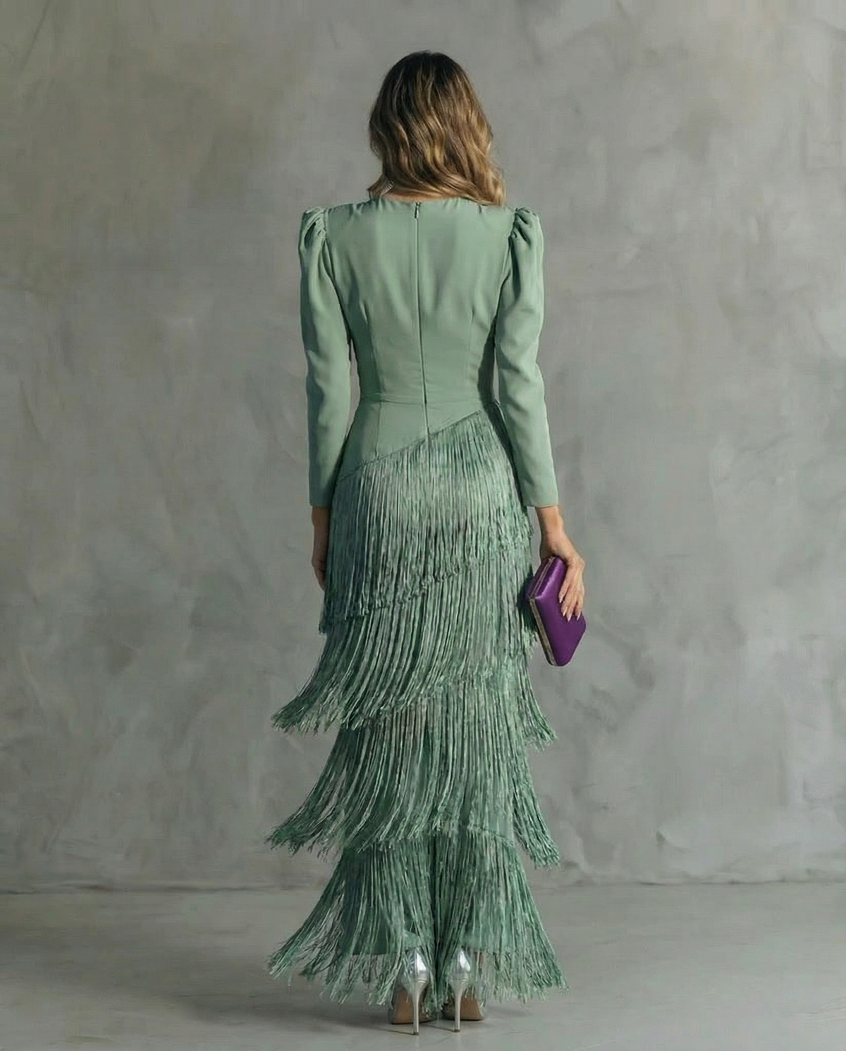Nipuni - Elegantes Kleid Mit Fransenärmeln