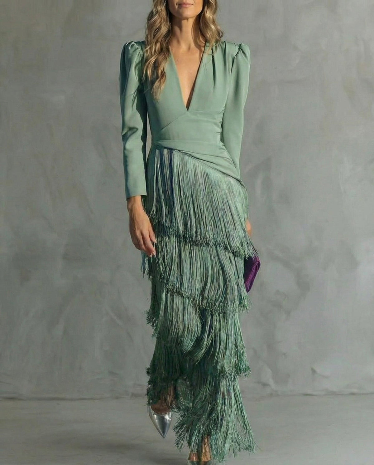 Nipuni - Elegantes Kleid Mit Fransenärmeln