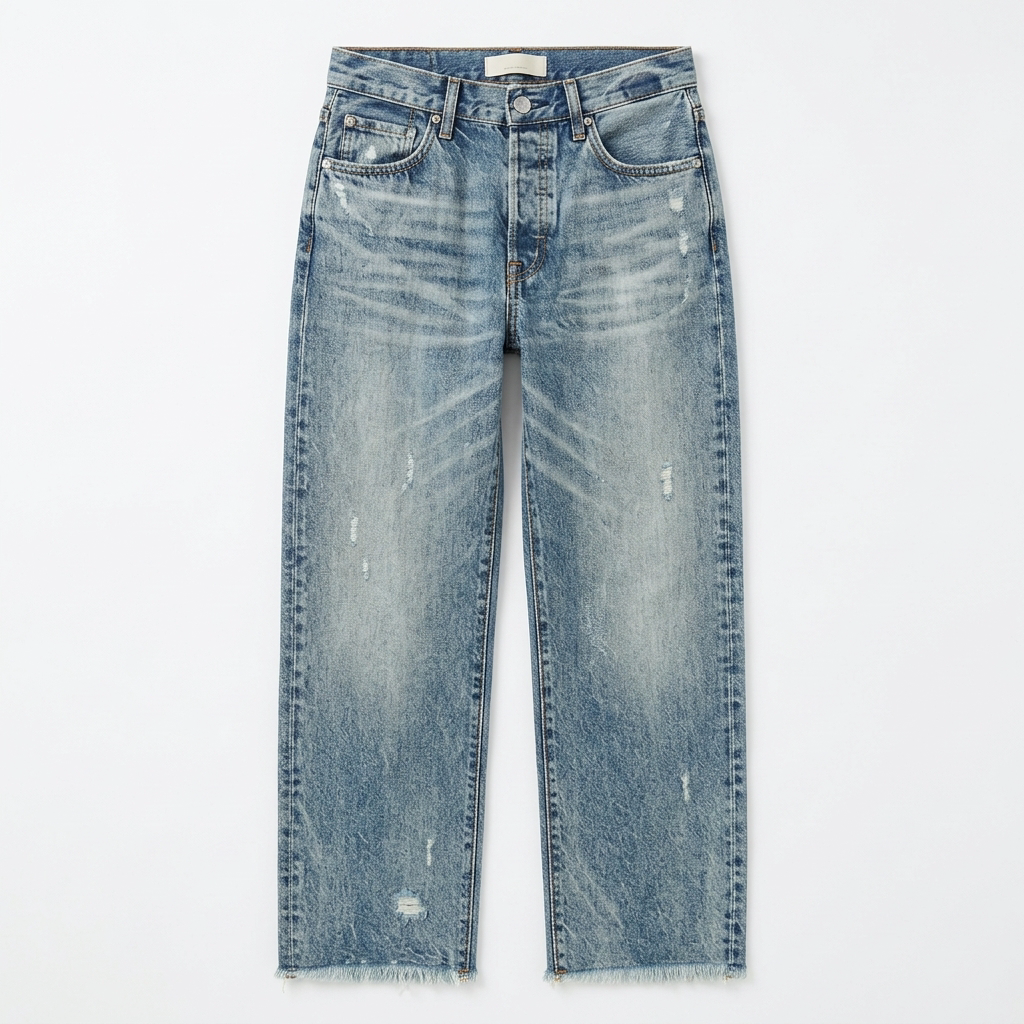 Vivara™ – Vintage-inspirierte, cropped Straight Leg Jeans mit Fransen