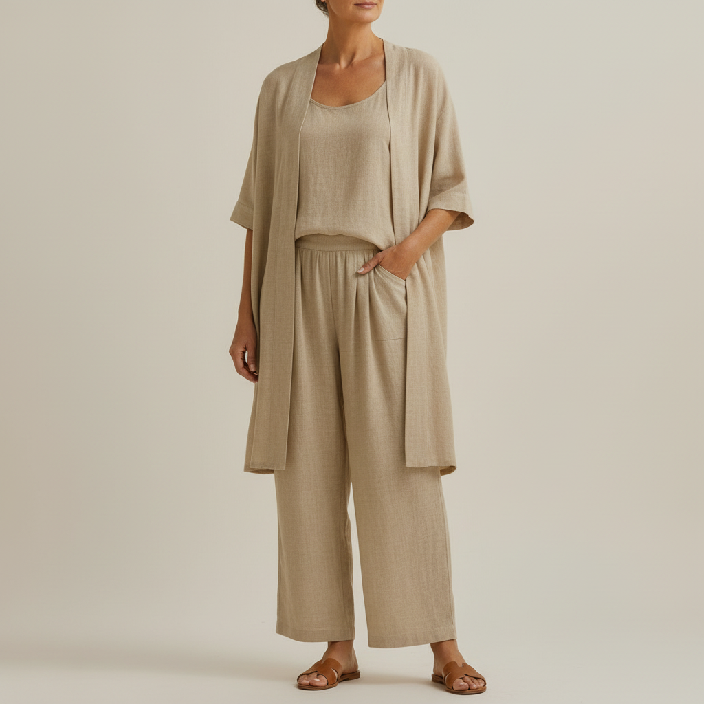 Risteena – Minimalistisches Dreiteiliges Set Aus Leinen Und Baumwolle