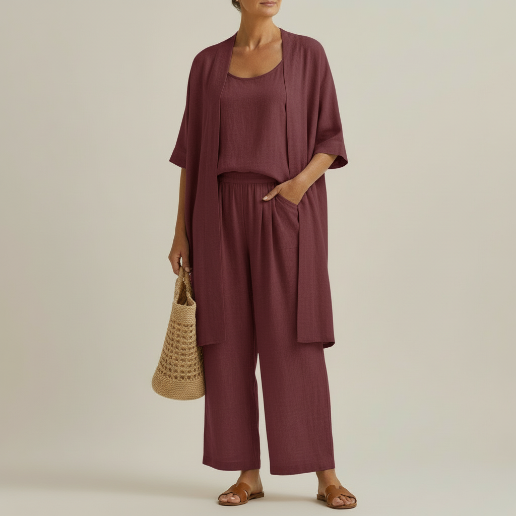 Risteena – Minimalistisches Dreiteiliges Set Aus Leinen Und Baumwolle