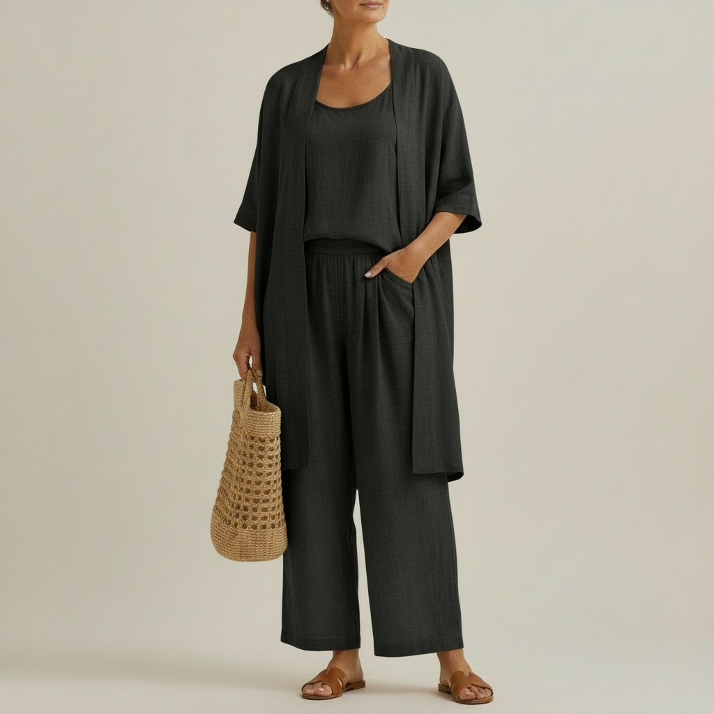 Risteena – Minimalistisches Dreiteiliges Set Aus Leinen Und Baumwolle