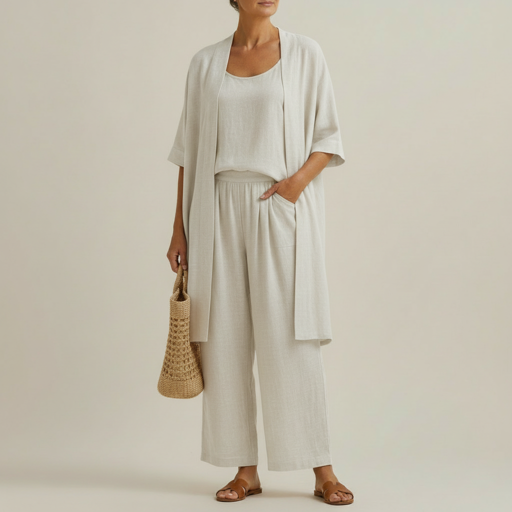 Risteena – Minimalistisches Dreiteiliges Set Aus Leinen Und Baumwolle