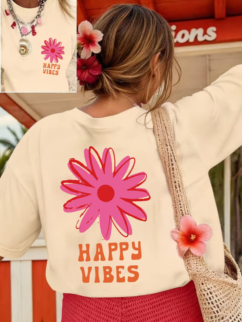 Zorina - Oversize-T-Shirt mit floralem Grafikdesign und Soft-Touch
