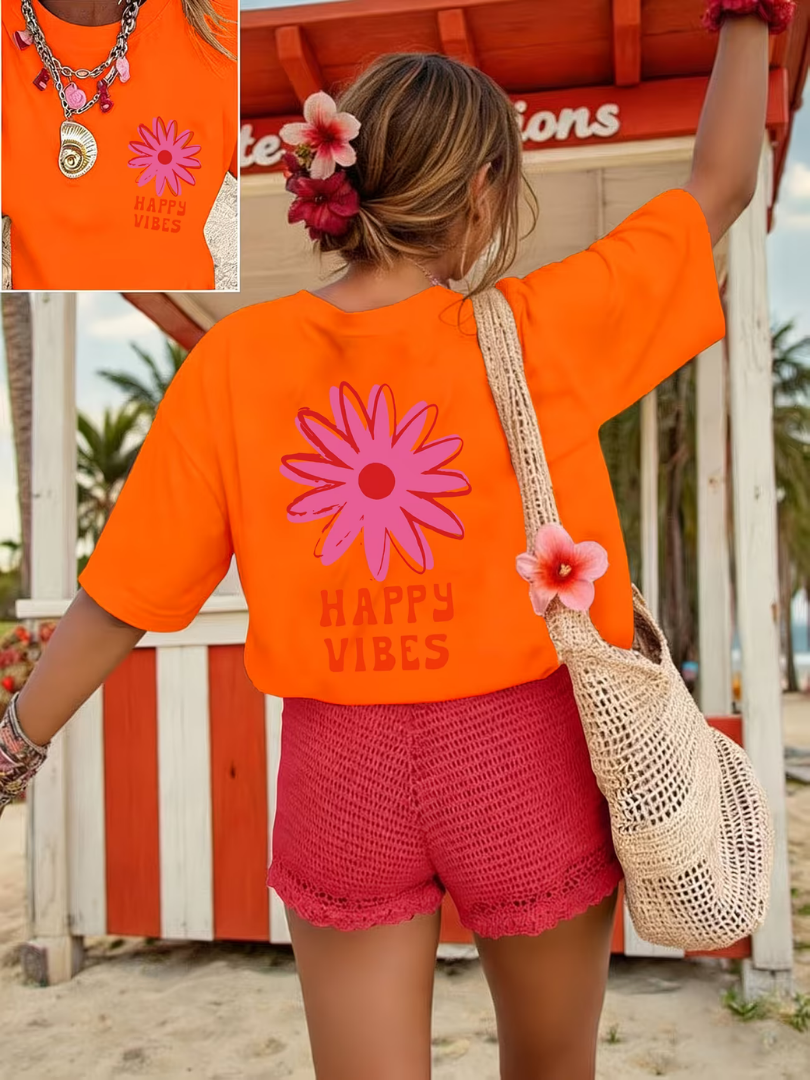 Zorina - Oversize-T-Shirt mit floralem Grafikdesign und Soft-Touch
