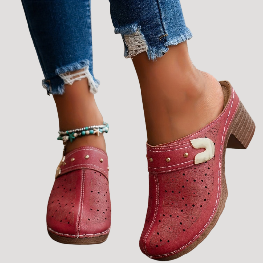 Ilka | Damen Slip-On Clogs mit Blockabsatz