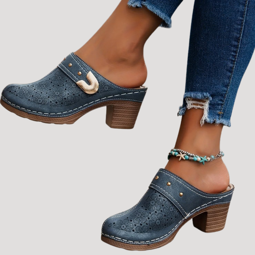 Ilka | Damen Slip-On Clogs mit Blockabsatz