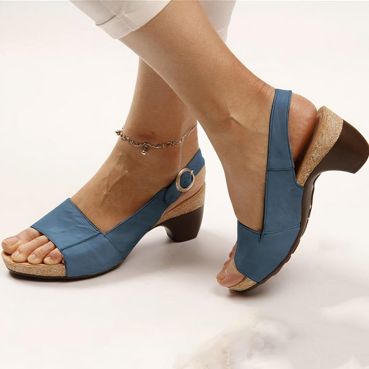 Ilvana | Damen Slingback Sandalette mit Blockabsatz