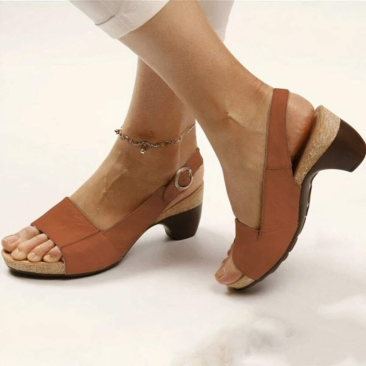 Ilvana | Damen Slingback Sandalette mit Blockabsatz