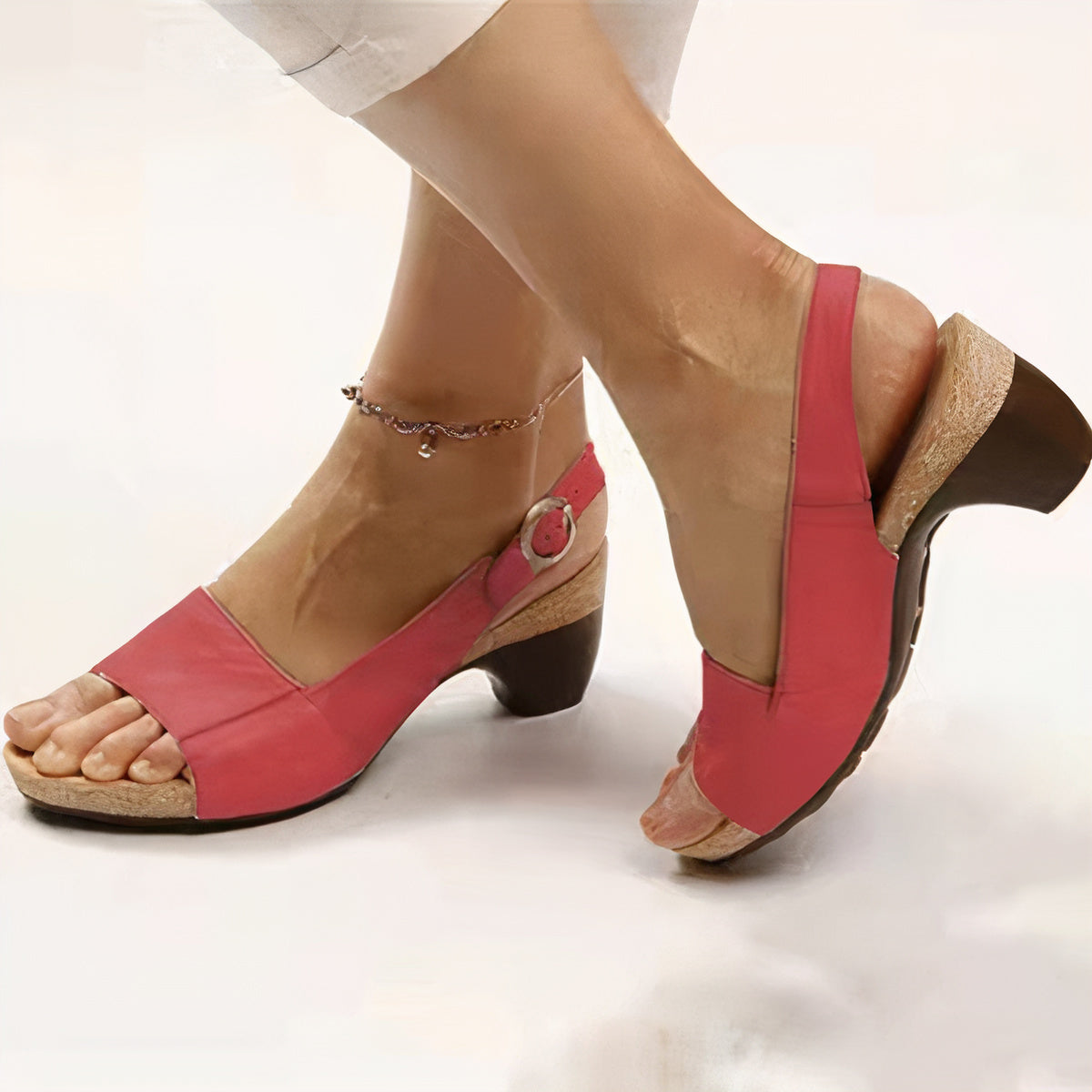 Ilvana | Damen Slingback Sandalette mit Blockabsatz