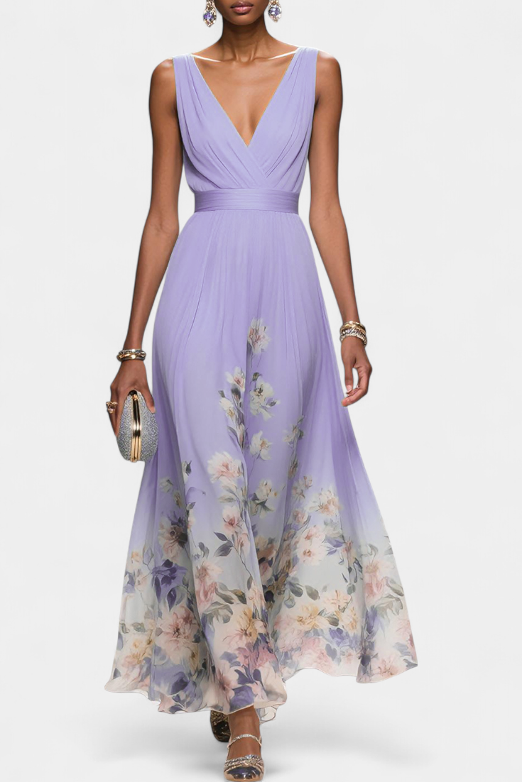 Saulina – Ärmelloses Maxikleid Mit Blumenmuster