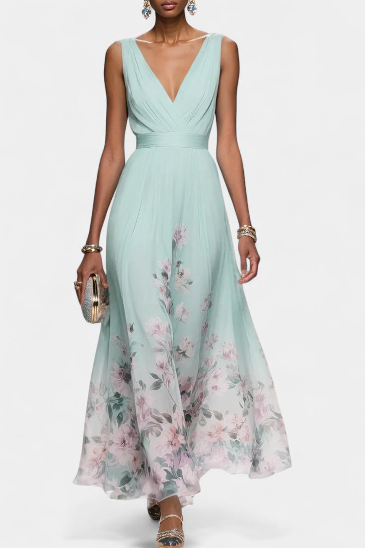 Saulina – Ärmelloses Maxikleid Mit Blumenmuster