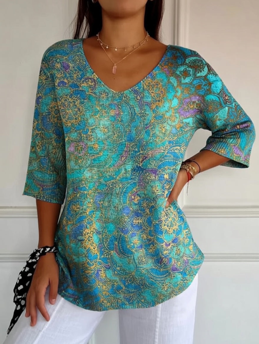 Rezilia – Fließende Bluse Mit Raffiniertem Drucken