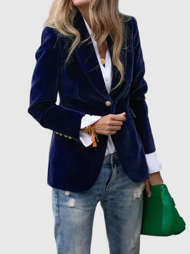 Dagmara – Einreihiger Samt Blazer