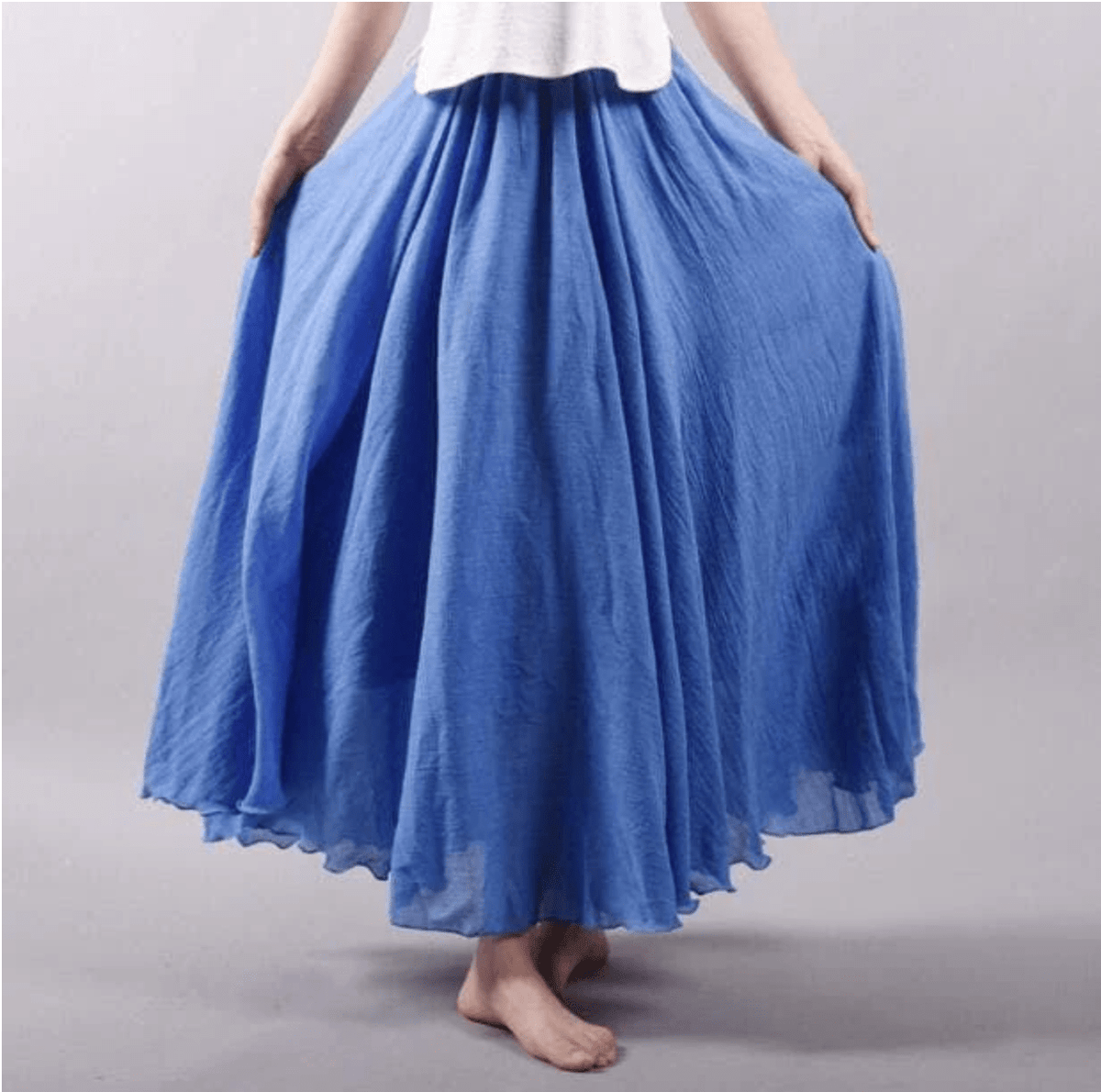 Ingrid | Damen Weit Schwingender Maxirock Elastischer Bund