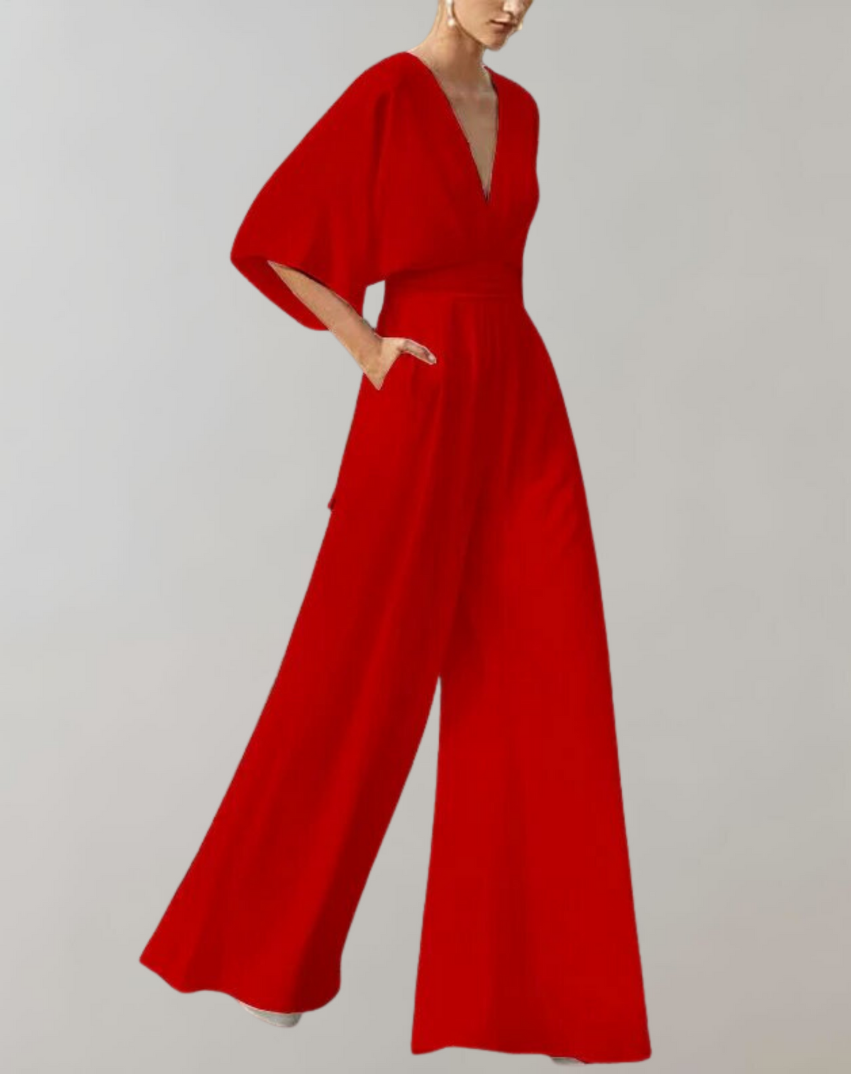 Iolanthe | Damen Wide Leg V-Ausschnitt Jumpsuit