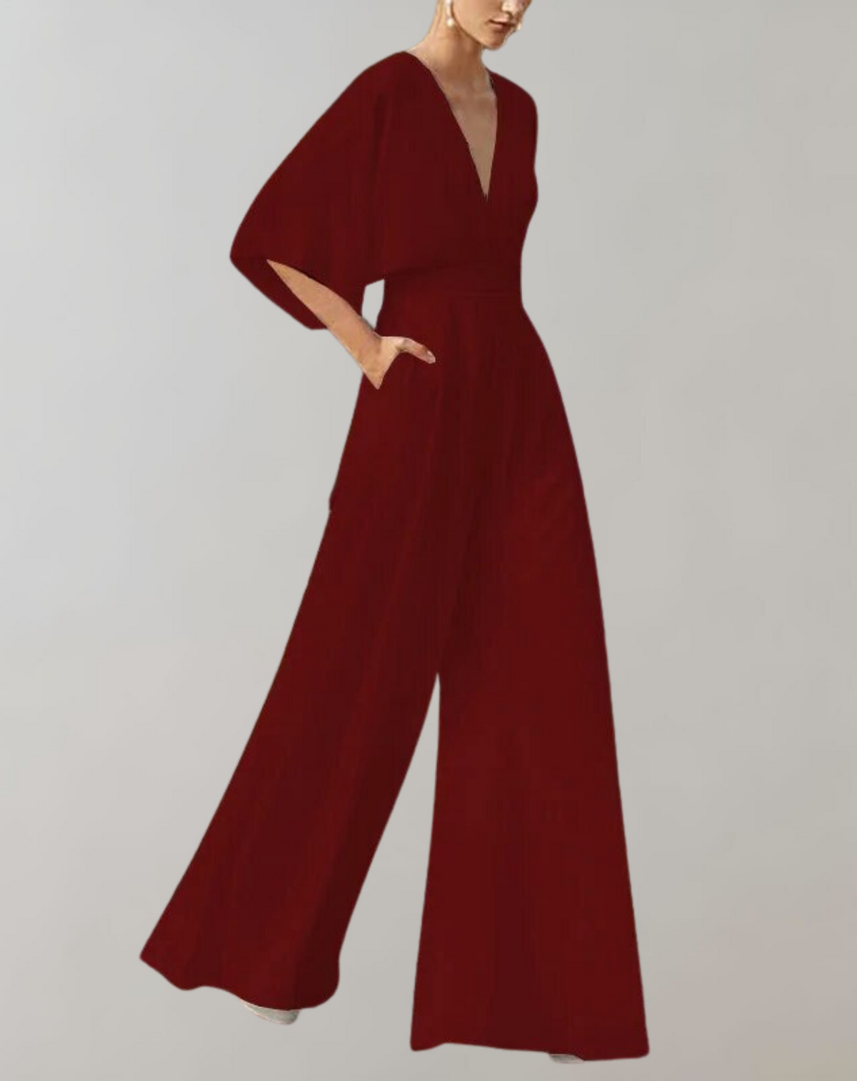 Iolanthe | Damen Wide Leg V-Ausschnitt Jumpsuit