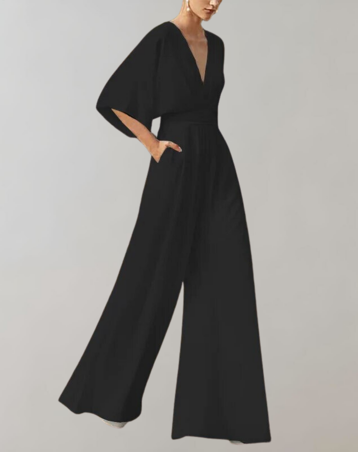Iolanthe | Damen Wide Leg V-Ausschnitt Jumpsuit